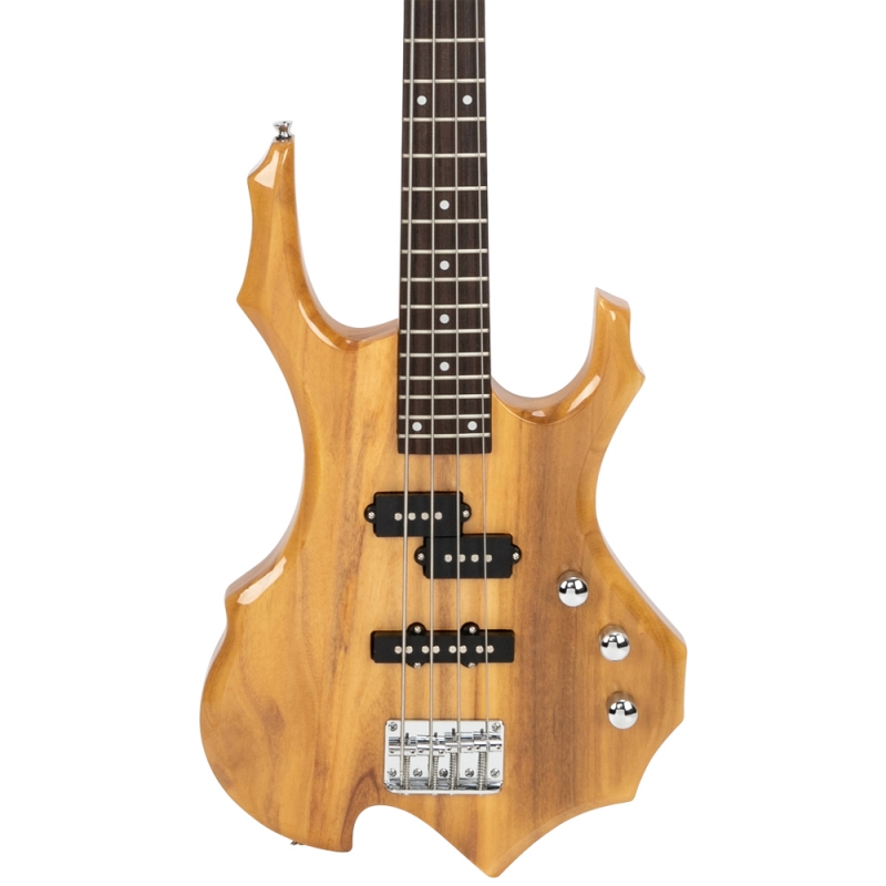 Glarry Burning Fire Electric Bass Guitar Full Size 4 String w/20W Amplifier Black Burlywood